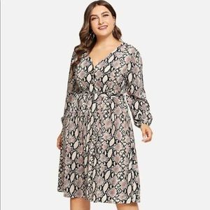 Snakeskin a line tie front dress